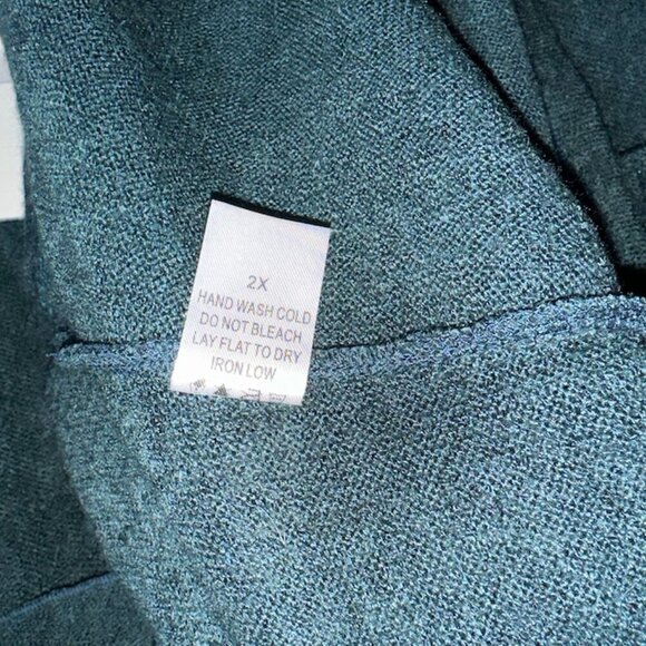 Teal Bell Sleeve Knee Length Dress Size Keyhole Sweater Dress - Picture 6 of 7